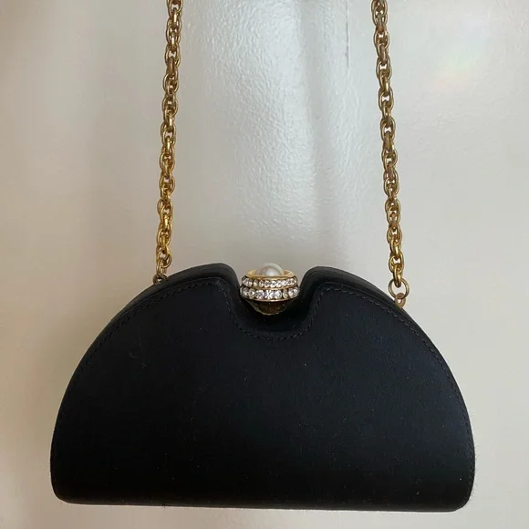 Vintage Black Rodo Italy Silk Bag Clutch Evening Bag - Picture 2 of 12